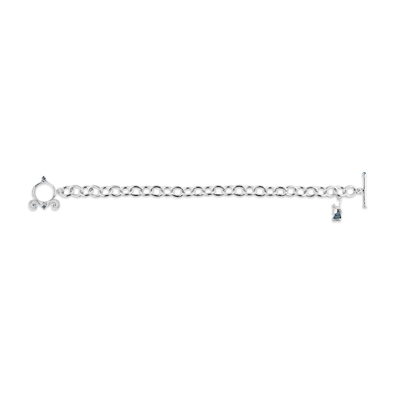 Enchanted Disney Cinderella Blue Topaz and 1/10 CT. T.w. Diamond Fairy Godmother Charm Bracelet in Sterling Silver