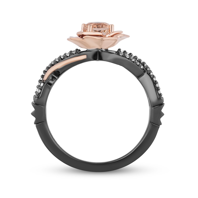 Main Image 3 of Enchanted Disney Aurora Morganite and 1/8 CT. T.W. Diamond Rose Ring in Sterling Silver and 10K Rose Gold - Size 7