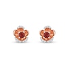 Thumbnail Image 1 of Enchanted Disney Snow White 3.0mm Garnet and 1/10 CT. T.W. Diamond Flower Stud Earrings in 10K Rose Gold