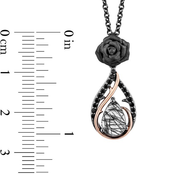 Enchanted Disney Villains Maleficent Quartz and 1/6 CT. T.w. Black Diamond Pendant in Sterling Silver - 19"