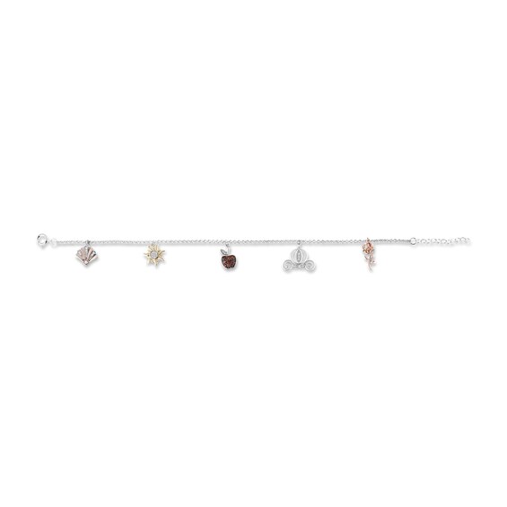 Enchanted Disney Majestic Princess Garnet and 1/8 CT. T.w. Diamond Bracelet in Sterling Silver and 10K Two-Tone Gold