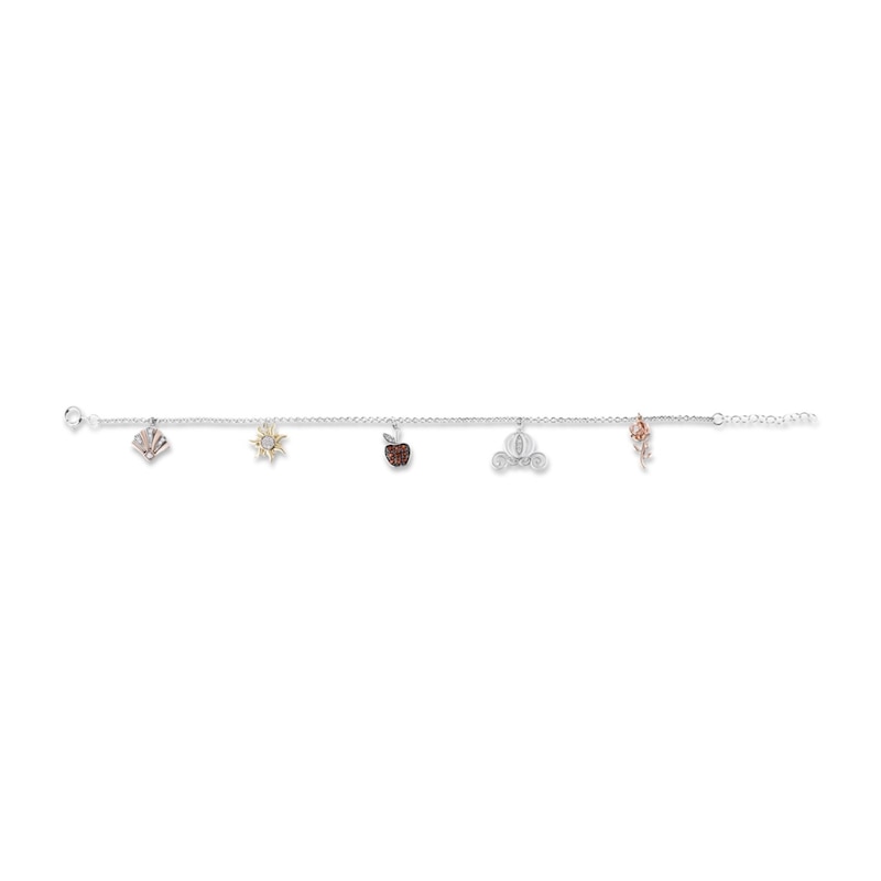 Main Image 2 of Enchanted Disney Majestic Princess Garnet and 1/8 CT. T.W. Diamond Bracelet in Sterling Silver and 10K Two-Tone Gold