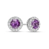 Thumbnail Image 0 of 5.0mm Amethyst and 1/3 CT. T.W. Diamond Frame Stud Earrings in 14K White Gold