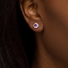 Thumbnail Image 1 of 5.0mm Amethyst and 1/3 CT. T.W. Diamond Frame Stud Earrings in 14K White Gold