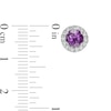 Thumbnail Image 2 of 5.0mm Amethyst and 1/3 CT. T.W. Diamond Frame Stud Earrings in 14K White Gold