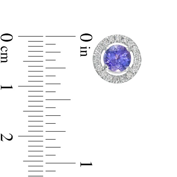 5.5mm Tanzanite and 1/3 CT. T.w. Diamond Frame Stud Earrings in 14K White Gold