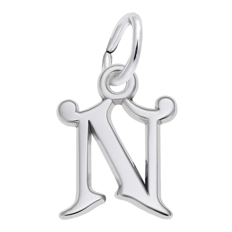 Main Image 1 of Rembrandt Charms® Cursive "N" Initial in Sterling Silver