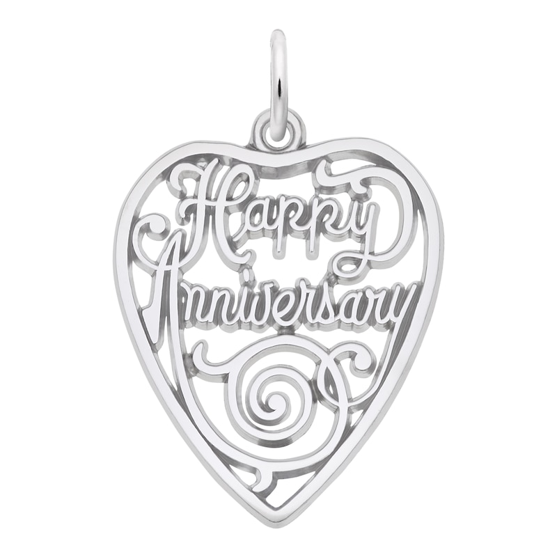 Main Image 1 of Rembrandt Charms® "Happy Anniversary" Heart in Sterling Silver