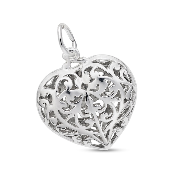 Rembrandt Charms® Puffed Filigree Heart in Sterling Silver