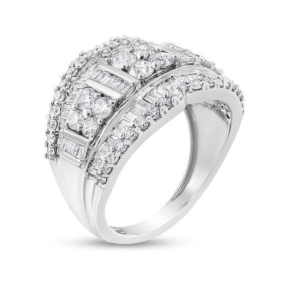 2 CT. T.w. Quad Diamond Contour Edge Ring in Sterling Silver