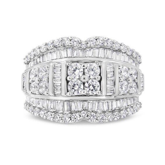 2 CT. T.w. Quad Diamond Contour Edge Ring in Sterling Silver