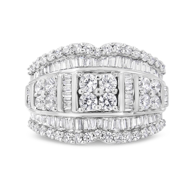 Main Image 3 of 2 CT. T.W. Quad Diamond Contour Edge Ring in Sterling Silver