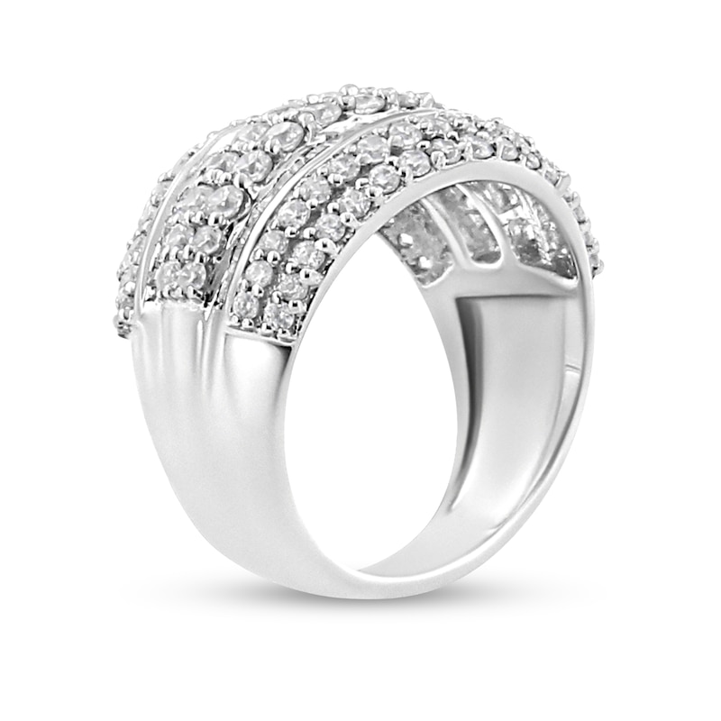 Main Image 2 of 2 CT. T.W. Baguette and Round Diamond Edge Multi-Row Ring in Sterling Silver
