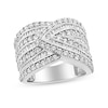 Thumbnail Image 1 of 2-3/8 CT. T.W. Baguette and Round Diamond Multi-Row Overlay Ring in Sterling Silver