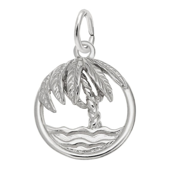Rembrandt Charms® Palm Tree Circle Frame in Sterling Silver
