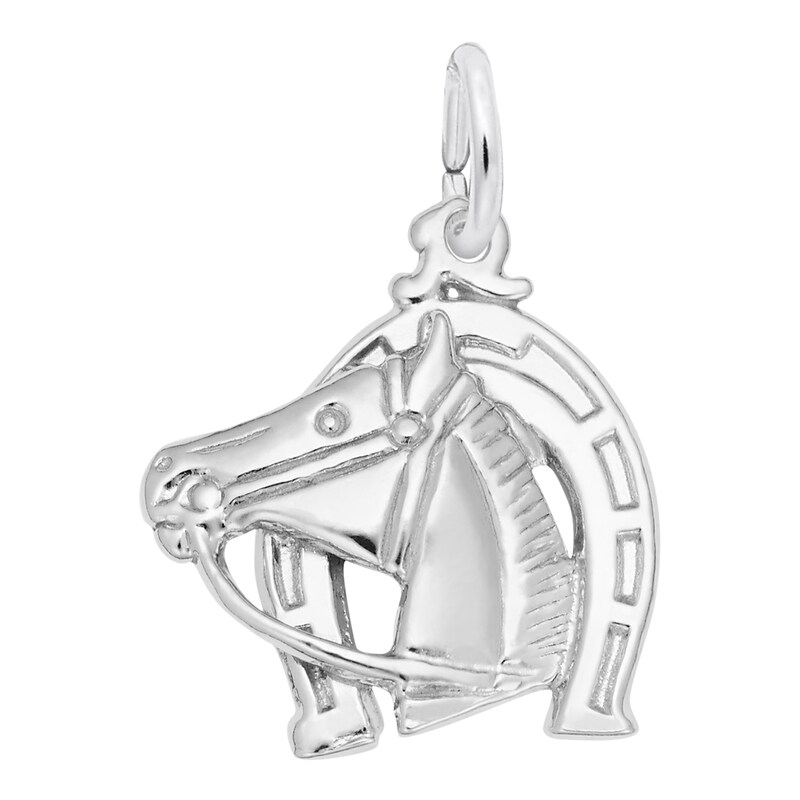 Main Image 1 of Rembrandt Charms® Horse Head with Horseshoe in Sterling Silver