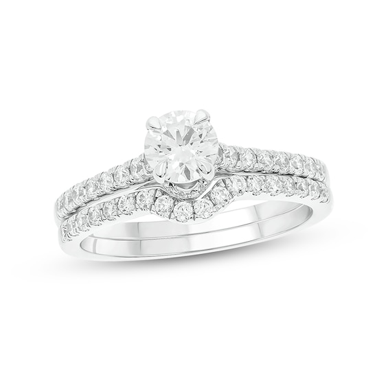 1 CT. T.w. Diamond Bridal Set in 14K White Gold (I/I2)
