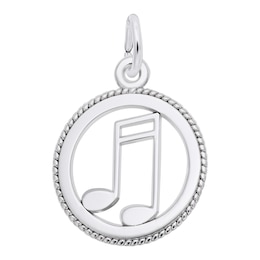 Rembrandt Charms® Music Note with Border in Sterling Silver
