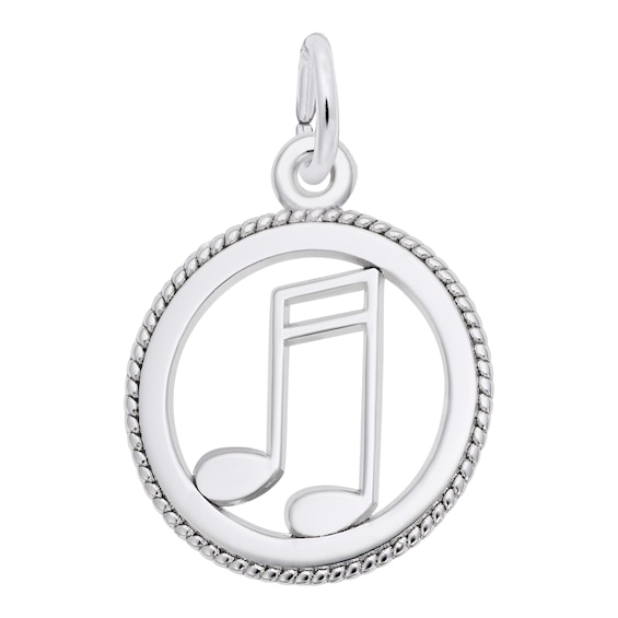 Rembrandt CharmsÂ® Music Note with Border in Sterling Silver