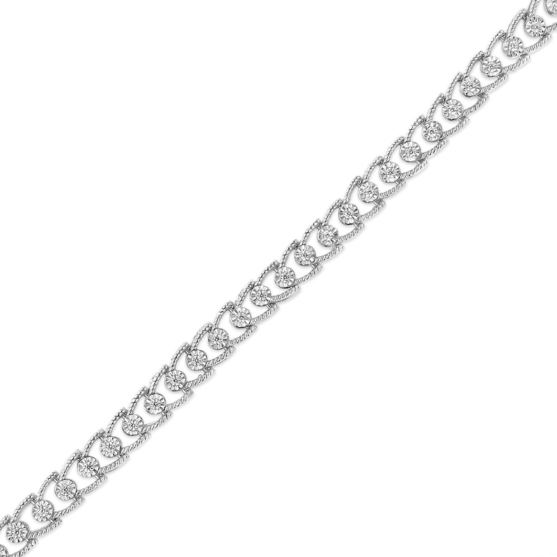 Main Image 1 of 1/2 CT. T.W. Diamond Vintage-Style Split Row Line Bracelet in Sterling Silver - 7.25"