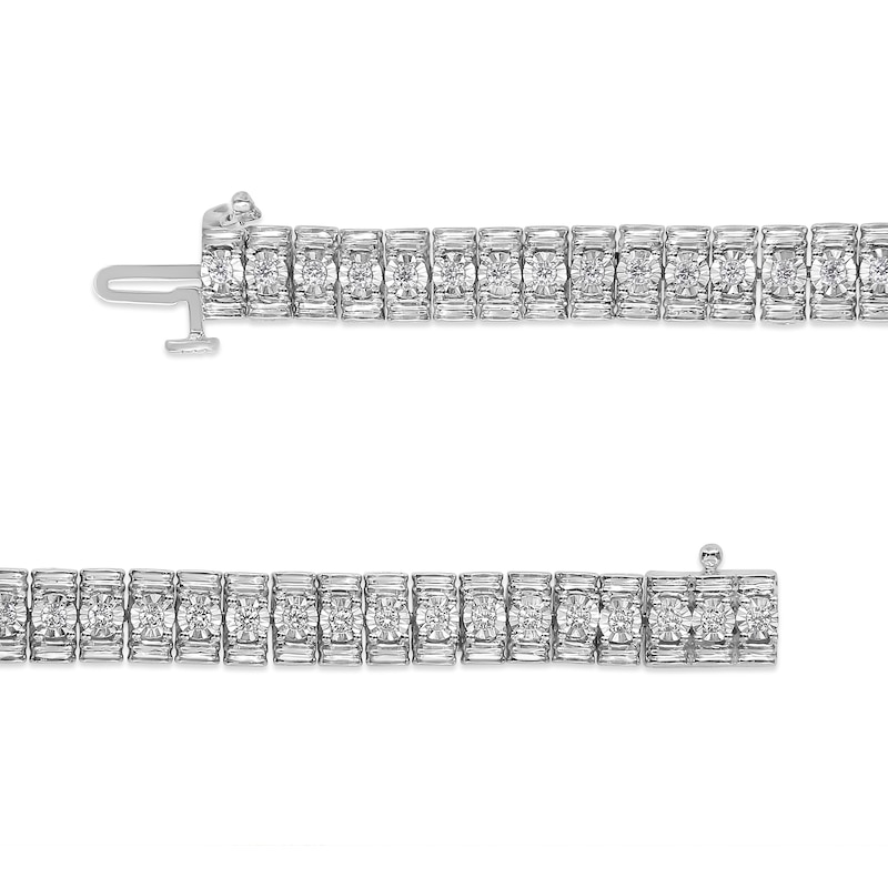 Main Image 2 of 1 CT. T.W. Diamond Collar Line Bracelet in Sterling Silver - 7.25"