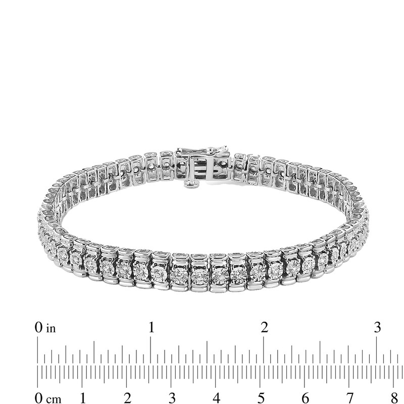 Main Image 3 of 1 CT. T.W. Diamond Collar Line Bracelet in Sterling Silver - 7.25"