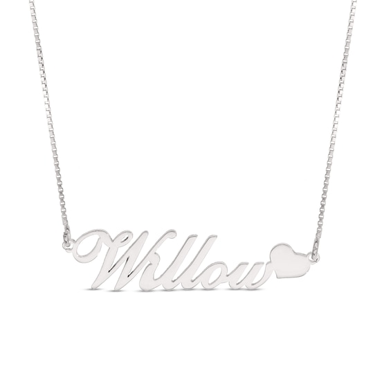 Script Name with Heart Accent Necklace in Sterling Silver (1 Line)