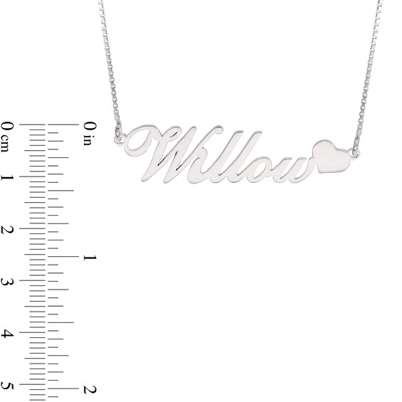 Script Name with Heart Accent Necklace in Sterling Silver (1 Line)
