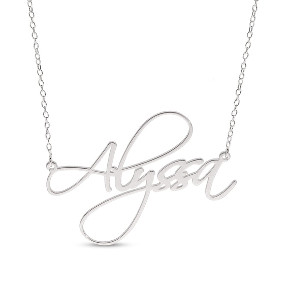 Cursive Script Name Necklace in Sterling Silver (1 Line)