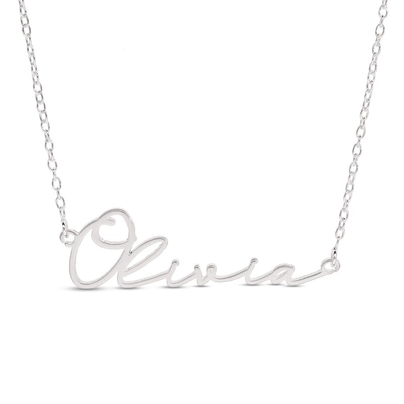 Calligraphy Script Name Necklace in Sterling Silver (1 Line) Zales