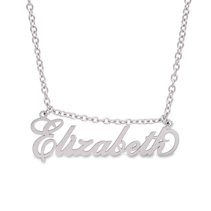 zales.com | Cursive Script Name Pendant in Stainless Steel (1 Line) - 16"