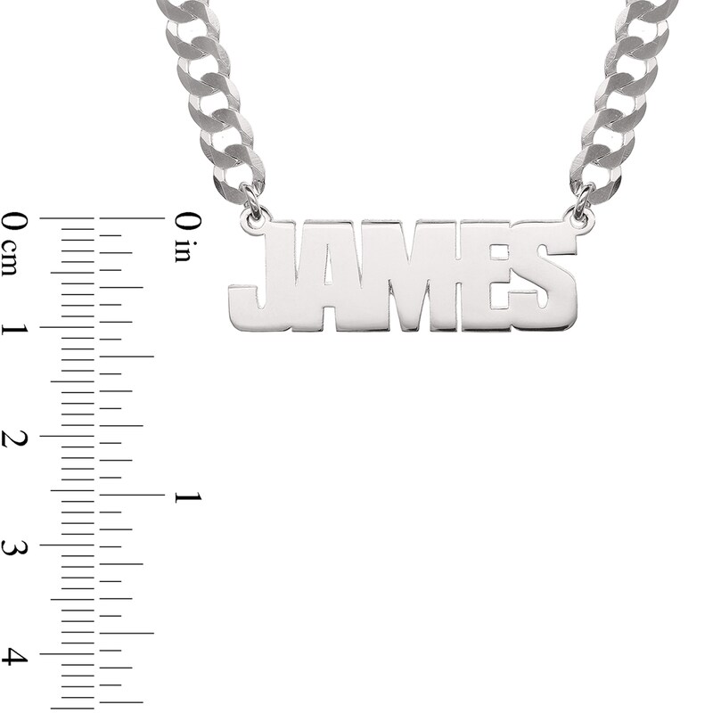 Men's Uppercase Bold Block Name Necklace in Sterling Silver (1 Line)