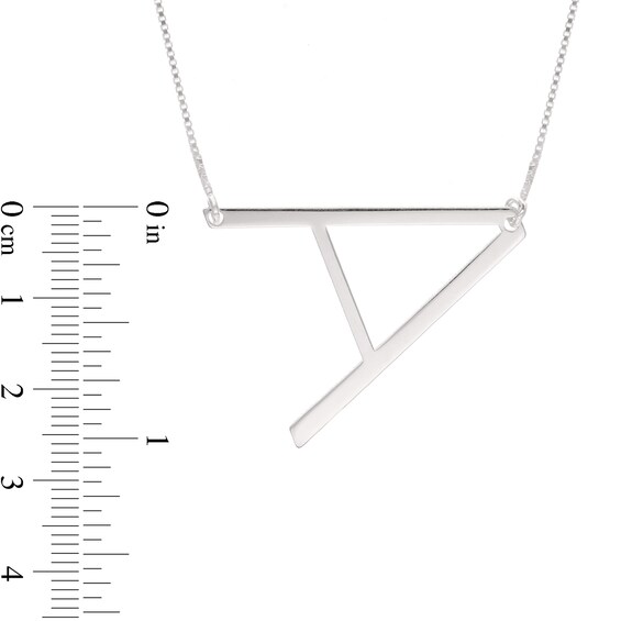 Sideways Uppercase Block Initial Necklace in Sterling Silver (1 Letter)