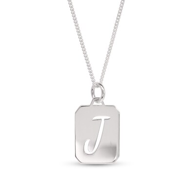 14k Gold Emerald May Birthstone Cursive Letter R Dog-tag Necklace 