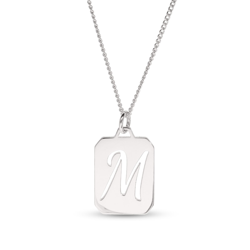 Main Image 3 of Uppercase Initial Cut-Out Octagonal Dog Tag Pendant in Sterling Silver (1 Letter)