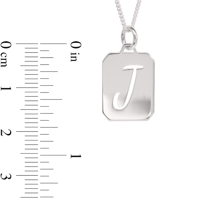 Main Image 4 of Uppercase Initial Cut-Out Octagonal Dog Tag Pendant in Sterling Silver (1 Letter)