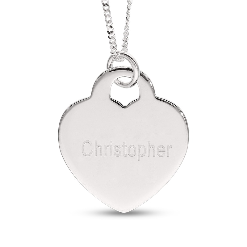 Main Image 3 of Mother's Engravable Birth Stats Heart Disc Pendant in Sterling Silver (1 Date and 1-4 Lines)