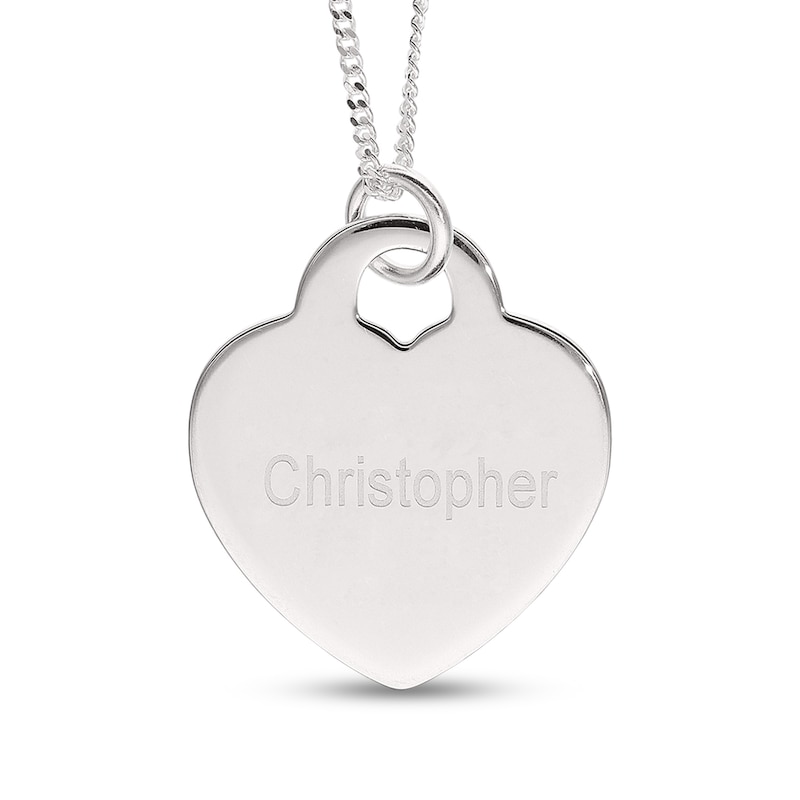 Mother's Engravable Birth Stats Heart Disc Pendant in Sterling Silver (1 Date and 1-4 Lines)