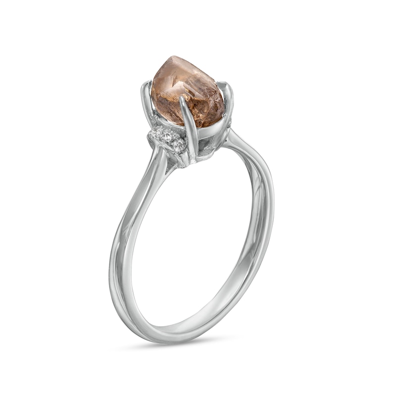 Main Image 3 of 1-1/2 CT. T.W. Rough-Cut Champagne and White Diamond Collar Engagement Ring in 14K White Gold