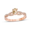 Thumbnail Image 0 of 1-1/4 CT. T.W. Rough-Cut Champagne and White Diamond Twist Shank Engagement Ring in 14K Rose Gold