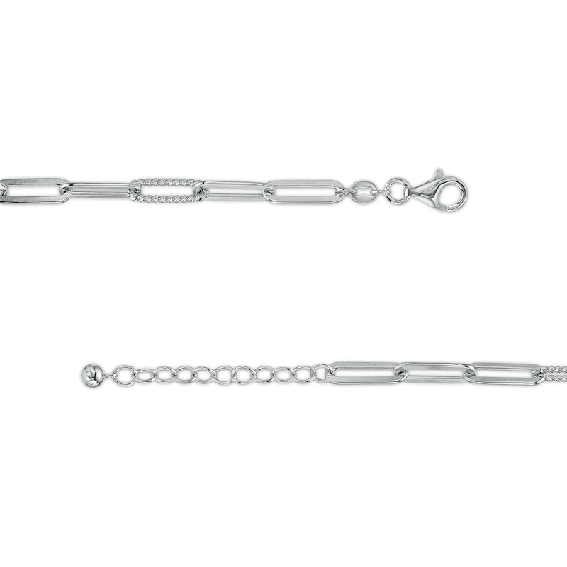 Main Image 3 of 4.5mm Alternating Multi-Finish Paper Clip Link Chain Bracelet in Sterling Silver - 8"