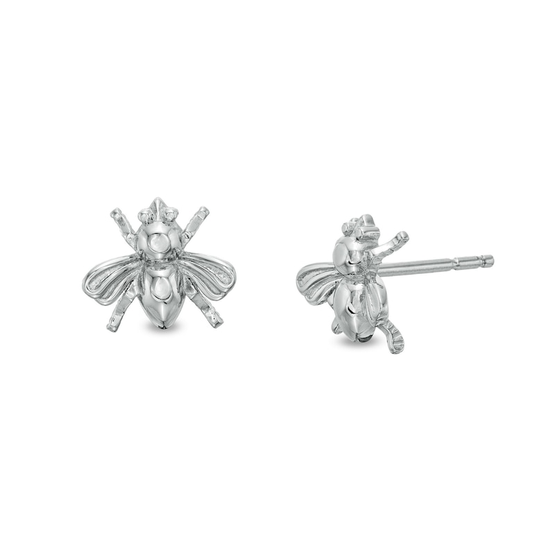Multi-Finish Bee Stud Earrings in Sterling Silver
