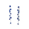Blue Lab-Created Sapphire Graduated Scatter Double Linear Drop Earrings in Sterling Silver