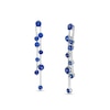 Thumbnail Image 1 of Blue Lab-Created Sapphire Graduated Scatter Double Linear Drop Earrings in Sterling Silver