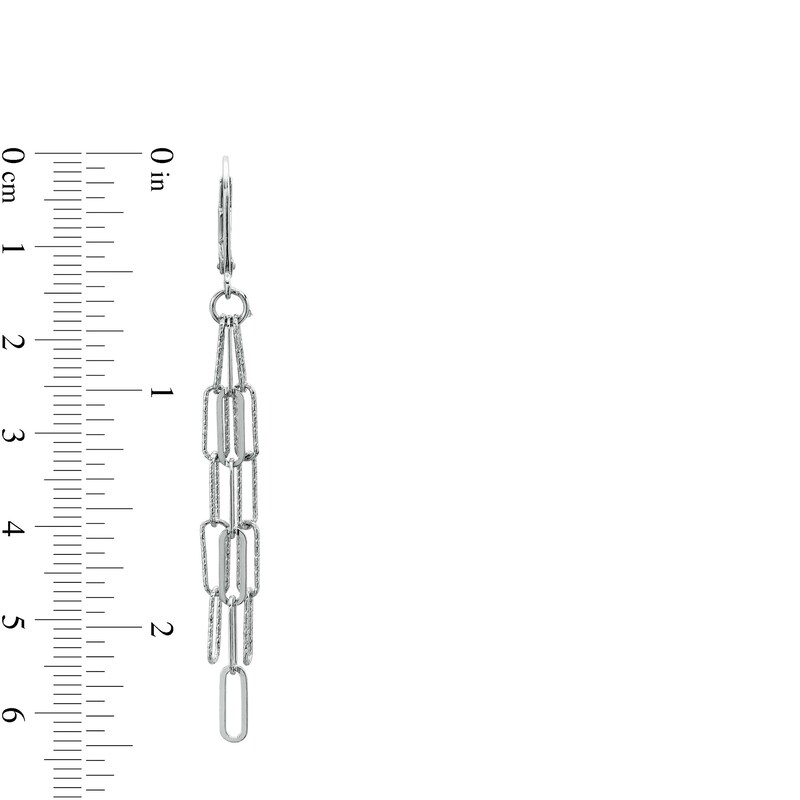 Diamond-Cut Paper Clip Chain Link Triple Linear Drop Earrings in Sterling Silver