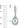 Thumbnail Image 3 of Pear-Shaped Swiss Blue Topaz and White Lab-Created Sapphire Double Loop Open Frame Teardrop Earrings in Sterling Silver