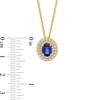 Thumbnail Image 4 of Oval Blue and White Lab-Created Sapphire Double Frame Pendant and Stud Earrings Set in 14K Gold Over Silver