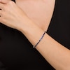 Thumbnail Image 2 of Baguette Blue Lab-Created Sapphire Line Bracelet in Sterling Silver - 7.25"