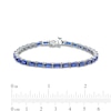 Thumbnail Image 4 of Baguette Blue Lab-Created Sapphire Line Bracelet in Sterling Silver - 7.25"