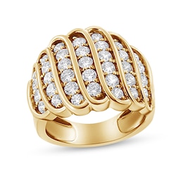 2 CT. T.W. Diamond Multi-Row Waterfall Ring in Sterling Silver with 14K Gold Plate